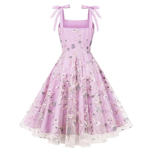 Vintage Embroidered Floral Tulle Prom Dress for Women