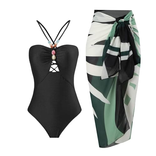 Women's One-Piece Swimsuit with Cover-up Sarong - Beach Outfit