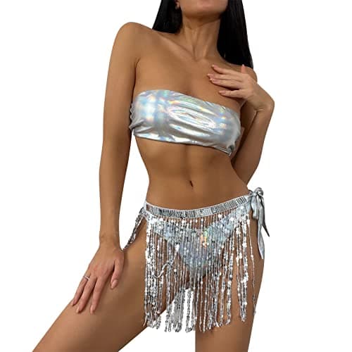 IMEKIS Metallic Rave Outfit for Women