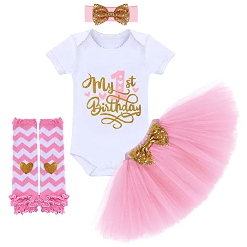 ODASDO 1st / 2nd / Half Birthday Tutu Skirt Smash Cake Set 4pcs Party Clothes