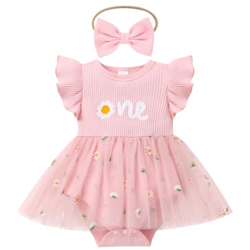 IMEKIS Baby Girls 1st Birthday Strawberry Butterfly Romper Dress for Cake Smash Photos