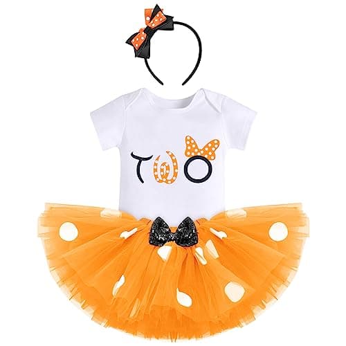 IBTOM CASTLE Polka Dots Romper Tutu Dress for Baby Girls Birthday Outfit