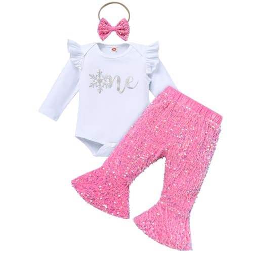 IMEKIS Baby Girl Winter Snowflake 1st Birthday Outfit & Booties