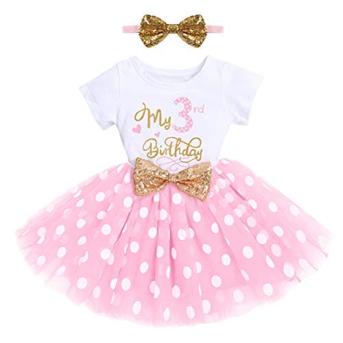 IMEKIS Baby Girls 1st & 2nd Birthday Outfit with Dress & Tutu Set