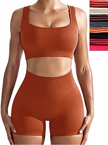 Niyokki Women's Seamless Crop Tops & Leggings Workout Set
