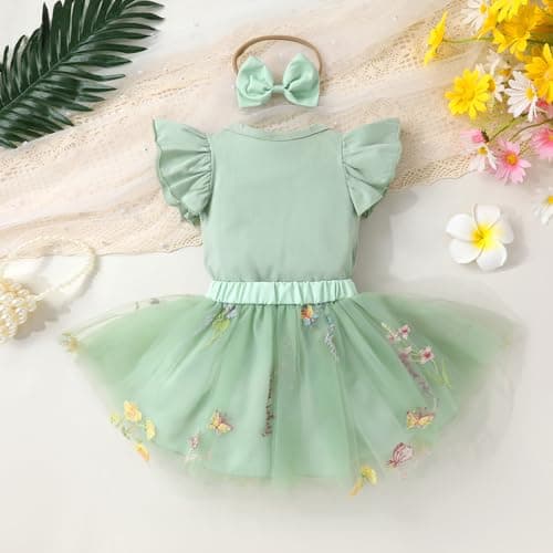 YOUNGER TREE 1st Birthday Outfits & Tutu Skirt for Baby Girls