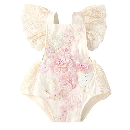 IMEKIS Baby Girls Boho Lace Romper Dress Newborn Outfits