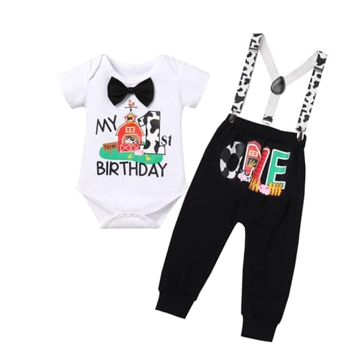 Baby Boys Circus Space 1st Birthday Outfit Cake Smash Romper + Pants + Suspenders