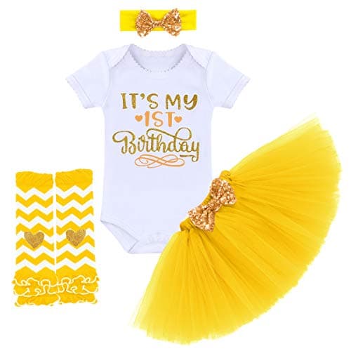 ODASDO 1st / 2nd / Half Birthday Tutu Skirt Smash Cake Set 4pcs Party Clothes