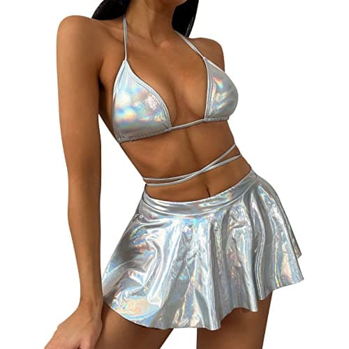 IMEKIS Metallic Rave Outfit for Women