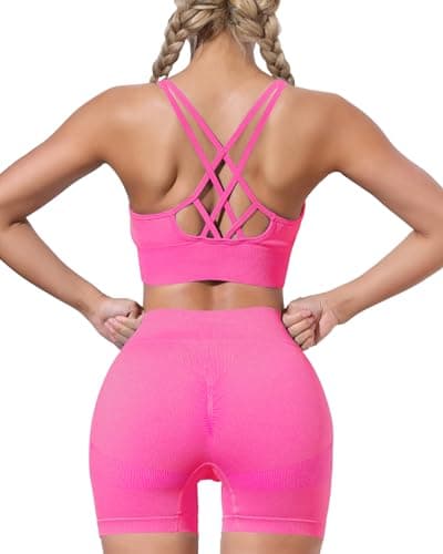 HORISUN Women's Workout Sets: 2 Piece Gym Outfits with High Waisted Shorts and Padded Sports Bra