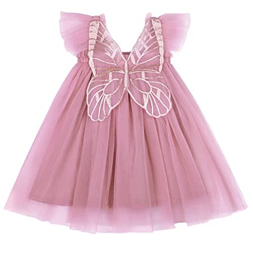 AGQT Baby Girls Butterfly Print Tulle Tutu Sundress 6M-6T