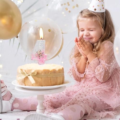 Hongplus Pink Snow Themed 1st Birthday Candles & Decorations