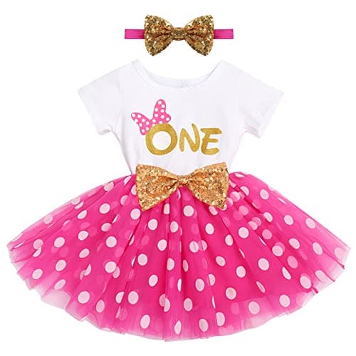 IMEKIS Baby Girls 1st & 2nd Birthday Outfit with Dress & Tutu Set