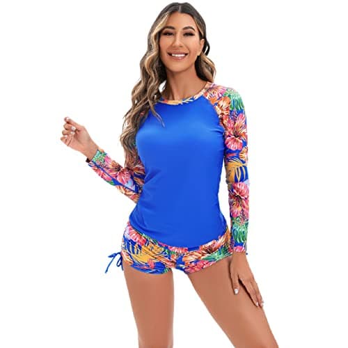 Women's Floral Print Rash Guard Swimwear Set