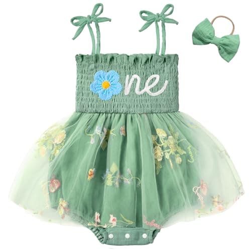 HONGTEYA Baby Girl 1st Birthday Outfit Lace Romper Summer Dress