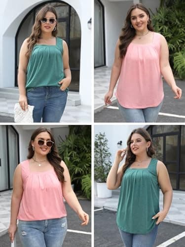 Flowy Square Neck Tank Tops for Women XL-5XL