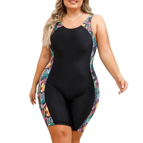 IMEKIS Plus Size Women's UPF 50+ One Piece Rash Guard Swimsuit