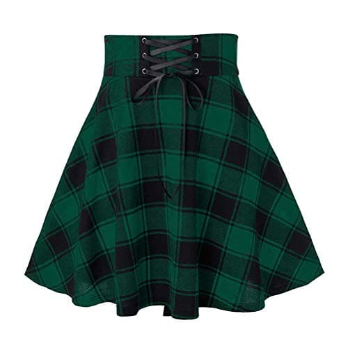 IDEALSANXUN Women's High Waist Gothic Plaid Mini Skirts