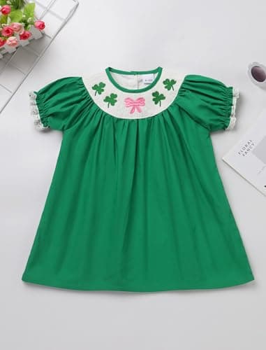 IMEKIS Toddler Girls St. Patrick's Day Smocked Dress for Birthday Party