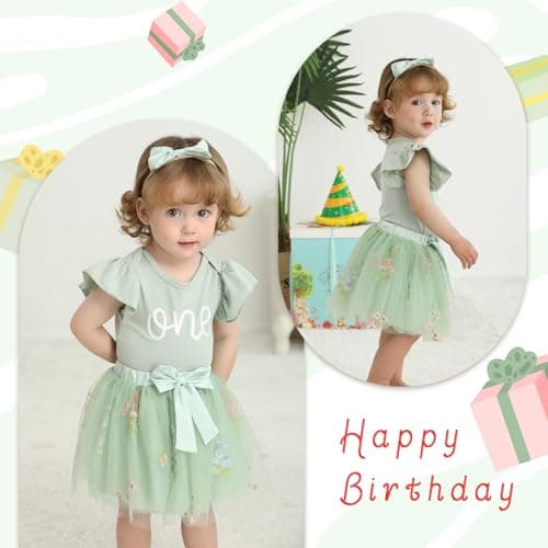 YOUNGER TREE 1st Birthday Outfits & Tutu Skirt for Baby Girls