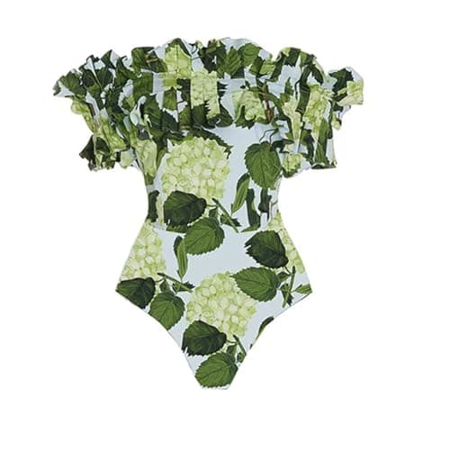 Women's Floral Print Swimsuit with Maxi Beach Skirt for Summer Holiday