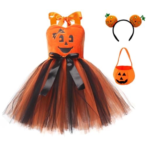 Halloween Pumpkin Costume Dress for Toddler Girls – 3 Piece Set