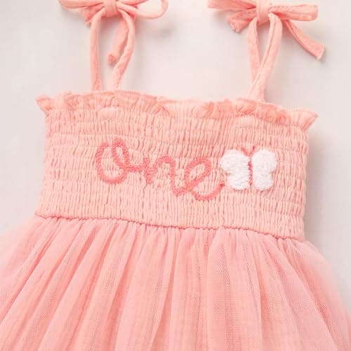 Baby Girl Strawberry Birthday Outfit: Boho Romper and Tulle Dress Set for Summer Cake Smash Photoshoot