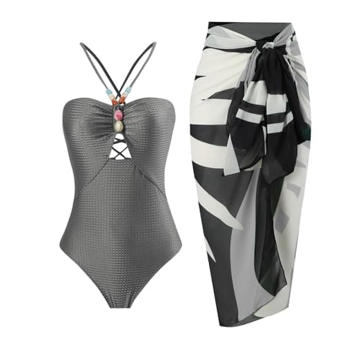 Women's One-Piece Swimsuit with Cover-up Sarong - Beach Outfit