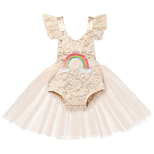 IMEKIS Baby Girls Boho Lace Romper Dress Newborn Outfits