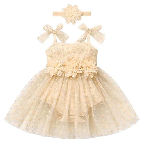 Newborn Baby Girl 1st Birthday Outfit Shiny Tulle Romper Dress Headband Cake Smash Photo Shoot