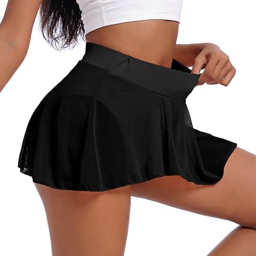 ABAFIP Women's Ruffle Mesh Tulle Dance Shorts with Elastic Waist