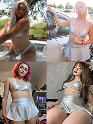 Ella Lust Rave Metallic Bikini & Holographic Skirt for Women
