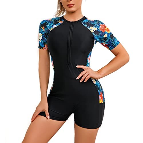Women's UV Protection Rash Guard Swimsuit with Floral Print
