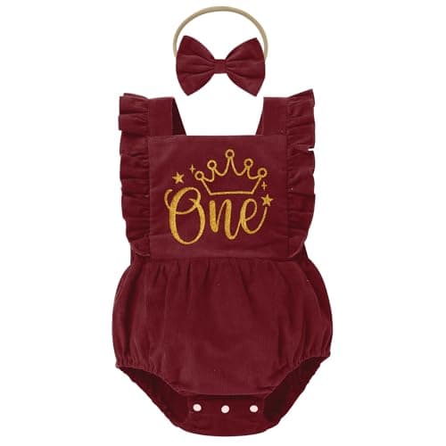 IBTOM CASTLE Baby First Birthday Sleeveless Corduroy Romper Cake Smash Outfit
