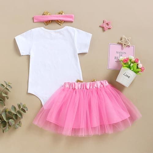 GRNSHTS Baby Girl 1st Birthday Cake Smash Tutu Outfit Set