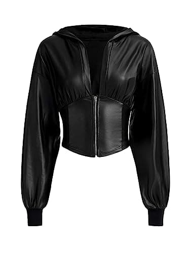 Verdusa Women's Asymmetrical Crop Hoodie Sweatshirt