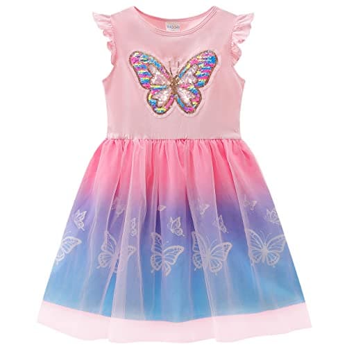 VASCHY Cute Ruffle Tulle Dress for Girls, Toddler to Big Kid Size 2-10T