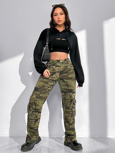 Super Crop Hoodie Sweatshirt with Zipper and Drawstring