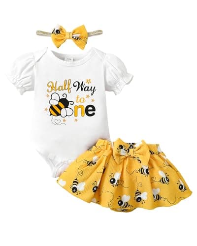 Mioglrie 1st Birthday Girl Outfit Romper Tutu Set 3-18 Months