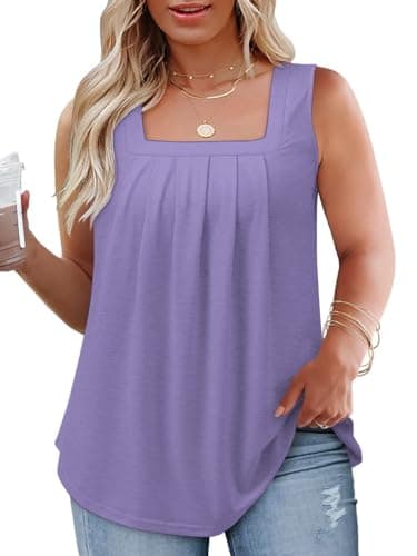 Flowy Square Neck Tank Tops for Women XL-5XL