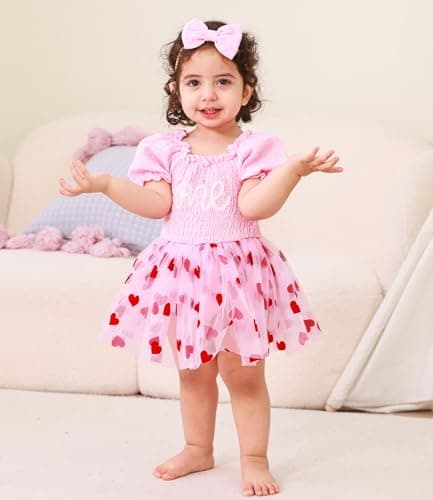 Grehava Baby Girl 1st Birthday Tulle Romper 0-18 Months Short Sleeves