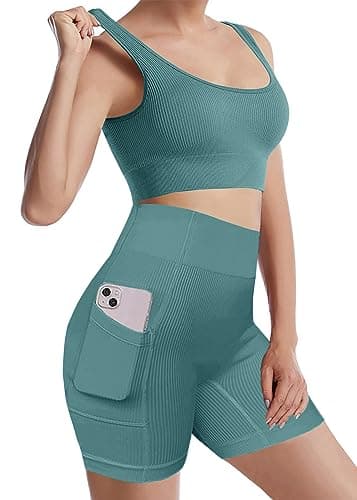 Niyokki Women's Seamless Crop Tops & Leggings Workout Set
