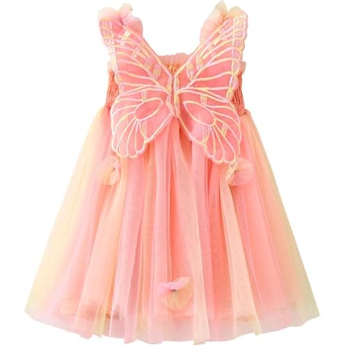 AGQT Baby Girls Butterfly Print Tulle Tutu Sundress 6M-6T
