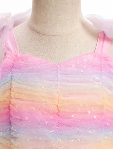 IMEKIS Shiny Heart Tulle Tutu Dress for Toddler Girls 4-10T