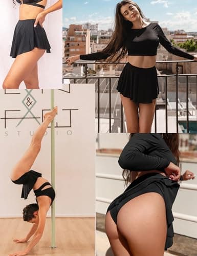 BZB Flirty Mini Skirt with Shorts for Workout & Yoga