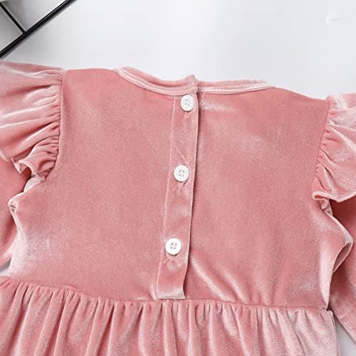 FYMNSI Solid Color Velvet Romper for Baby Girl Fall Birthday Outfit