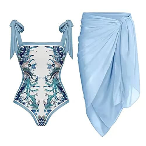 IMEKIS Women's Floral Print Bikini Set with Cover-Up - Summer Swimsuit
