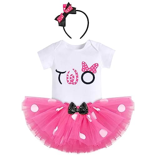 IBTOM CASTLE Polka Dots Romper Tutu Dress for Baby Girls Birthday Outfit