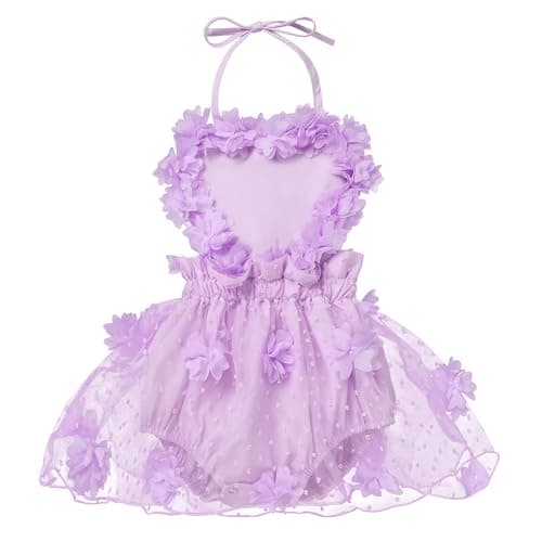 IBTOM CASTLE Baby Girl Boho One-Ruffle Lace Romper Tutu Dress for 1st Birthday Photoshoot